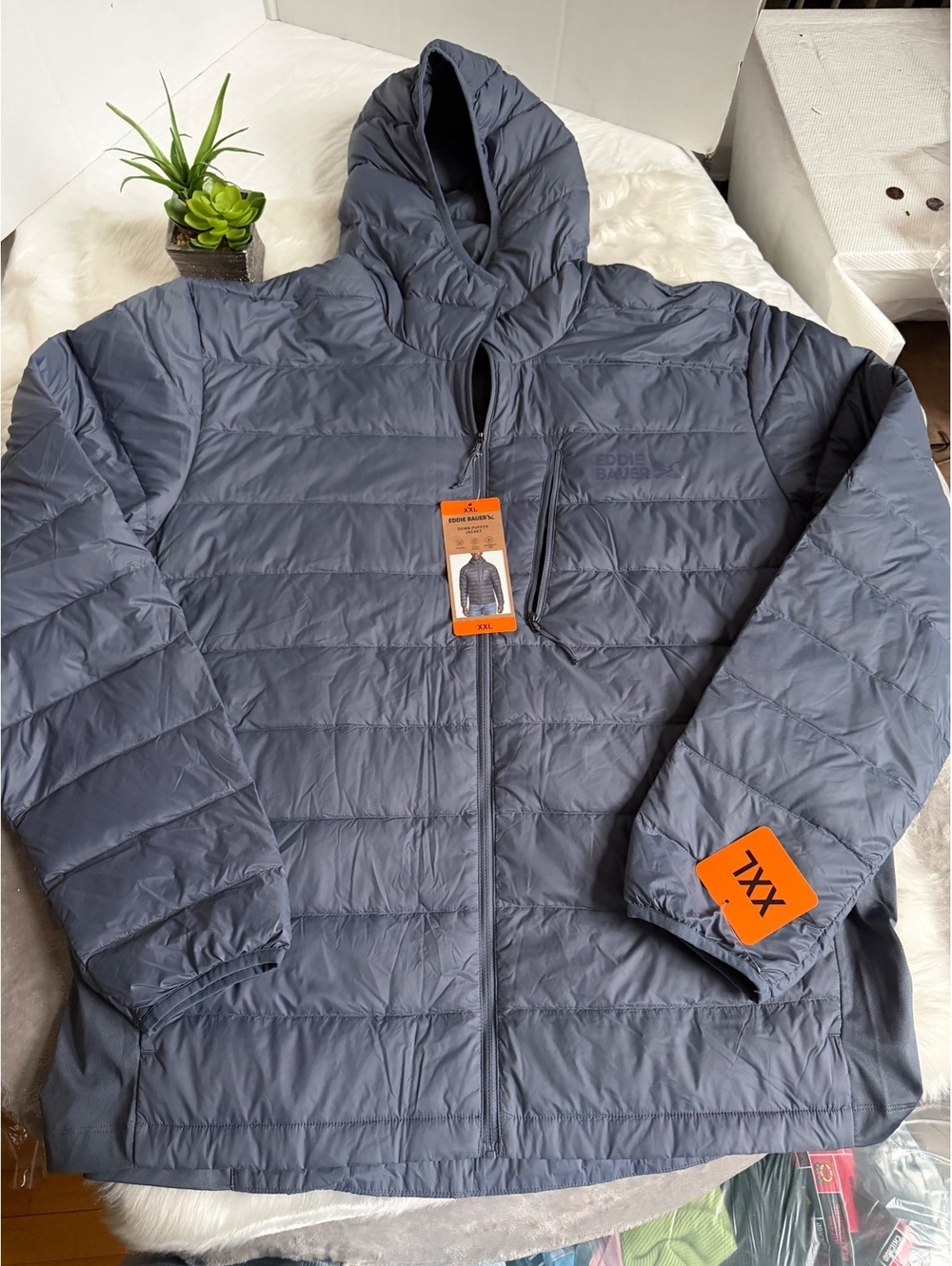 Eddie Bauer Down Puffer Jacket Hooded Winter Coat XXL